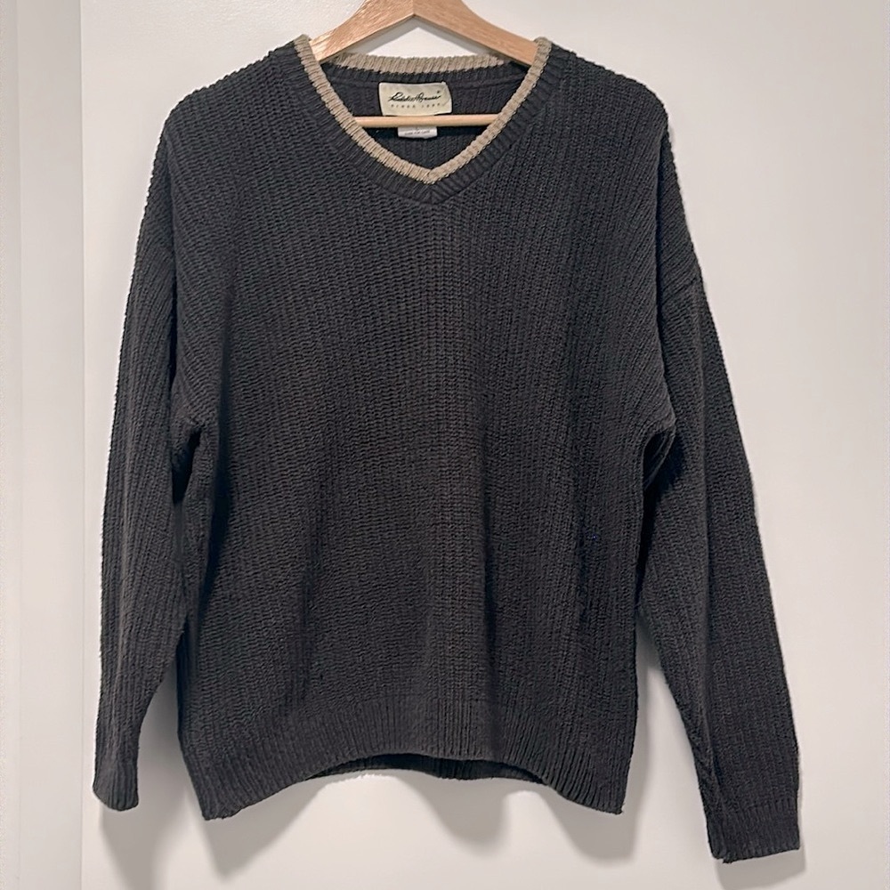 Vintage Eddie Bauer 100% Cotton V Neck Knit Sweater